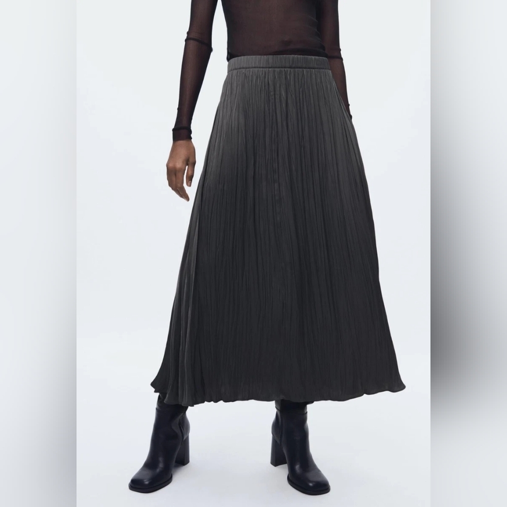 ZARA Gray Pleated Skirts Size M/L - Picture 1 of 8